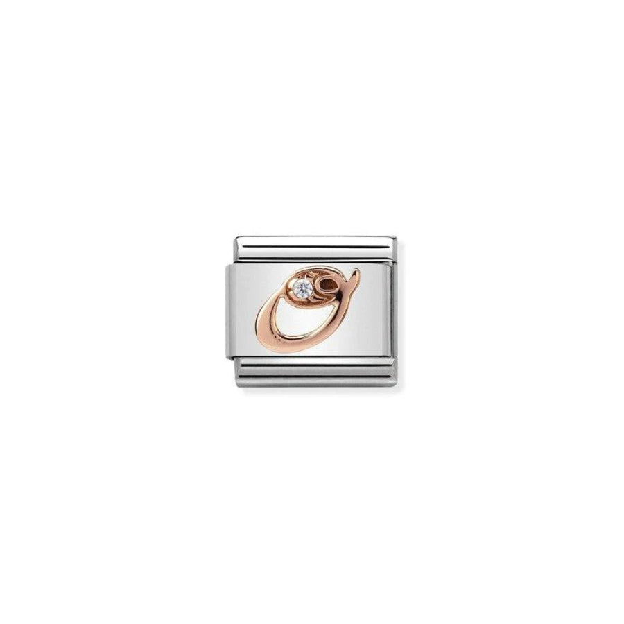 Nomination Composable Classic Rosegold Letter O charm with polished rose gold finish and detailed design.