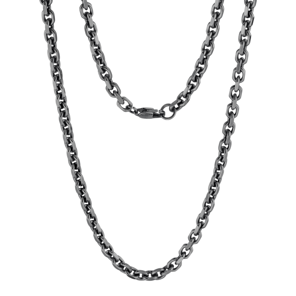 Gun metal ARZ Steel 5mm oval link necklace featuring cutting edge design and durable craftsmanship.