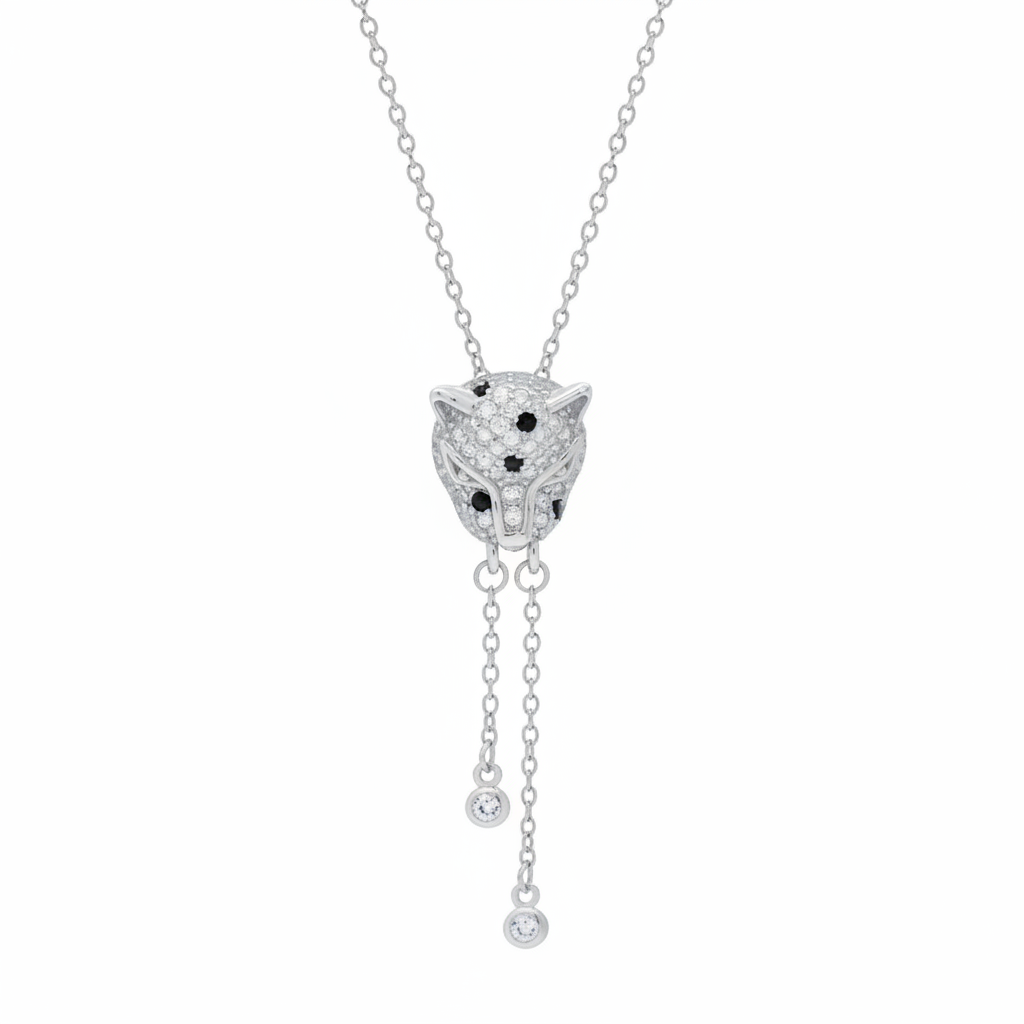 MISU 925 sterling silver leopard choker necklace featuring a sleek, animal-inspired design suitable for stylish accessories