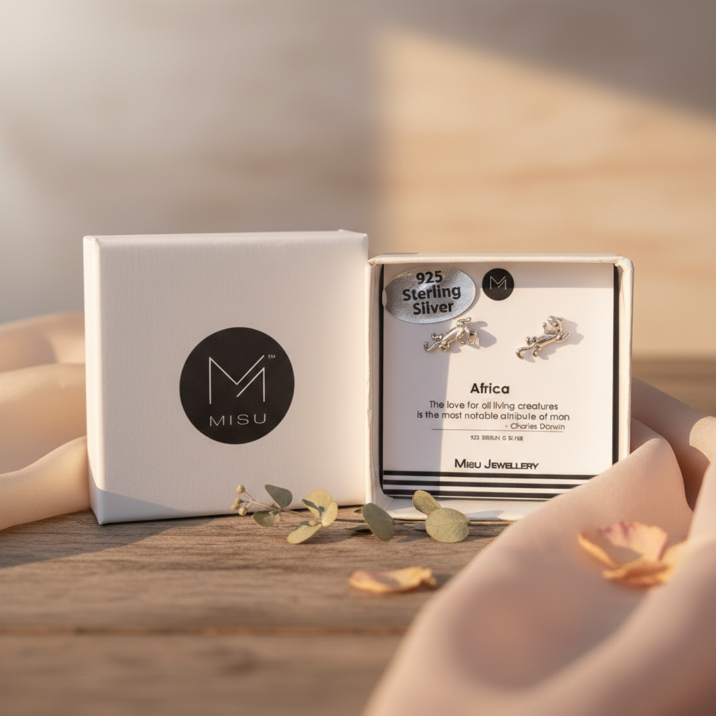 MISU 925 sterling silver earrings with leopard design, featuring intricate detailing and elegant craftsmanship.