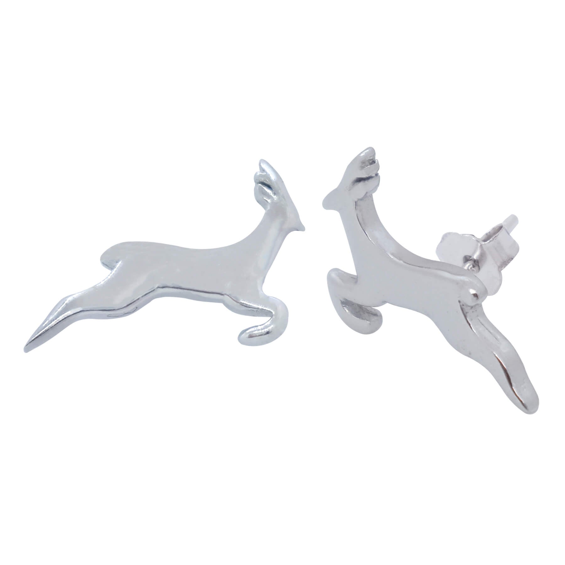 Misu 925 sterling silver earrings featuring a springbok design, showcasing elegant craftsmanship and detailed animal motif.