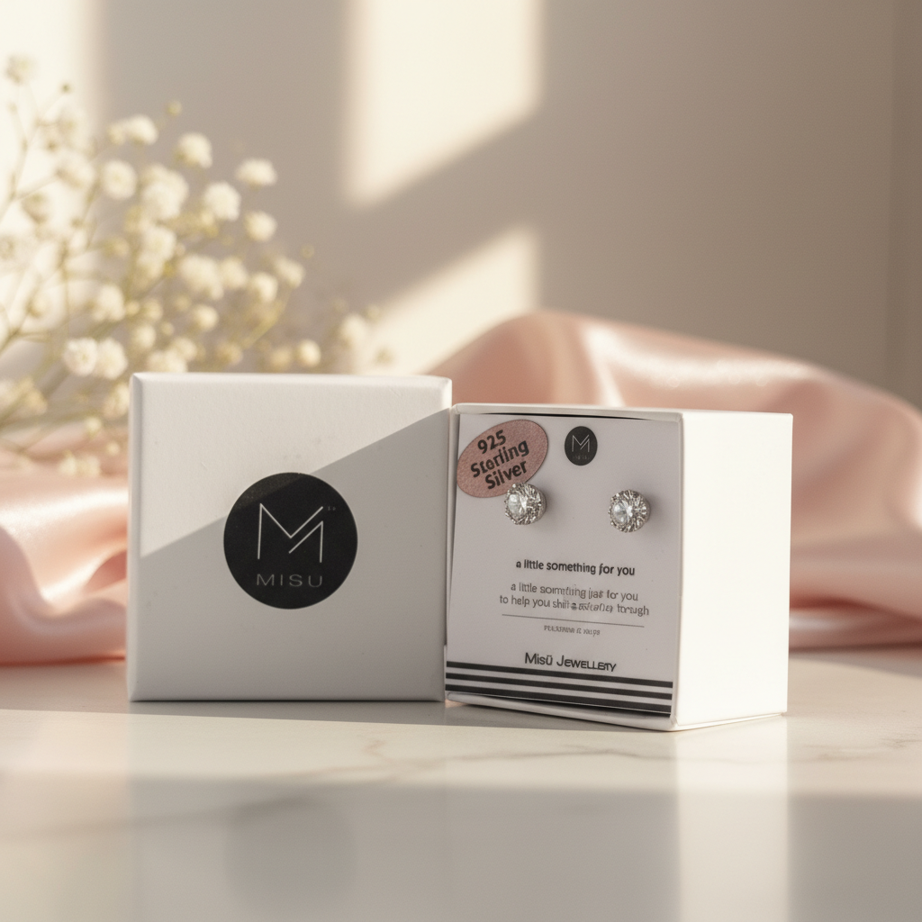 Misu 925 sterling silver earrings featuring a crown design, showcasing intricate silver craftsmanship and elegant jewelry style.