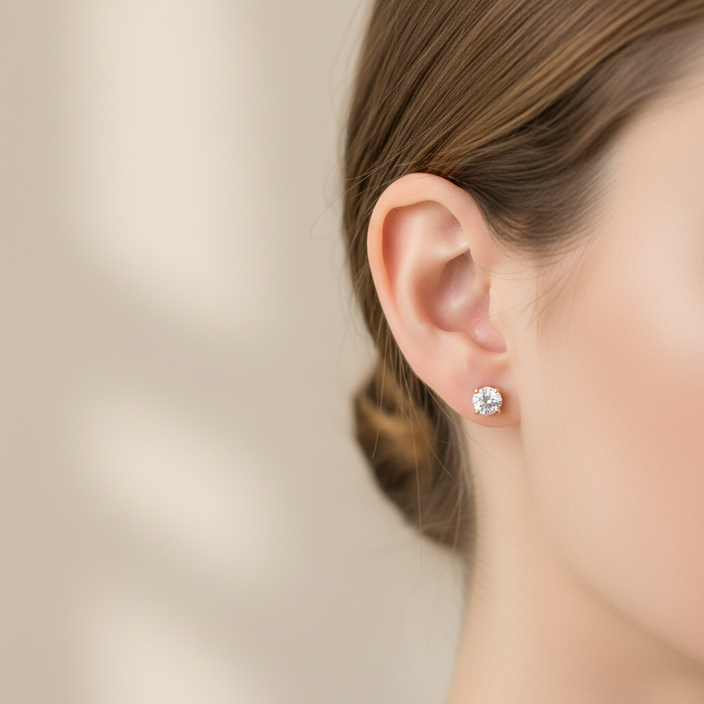 Lab Grown Diamonds 9CT yellow gold earrings featuring sparkling diamond stud design.