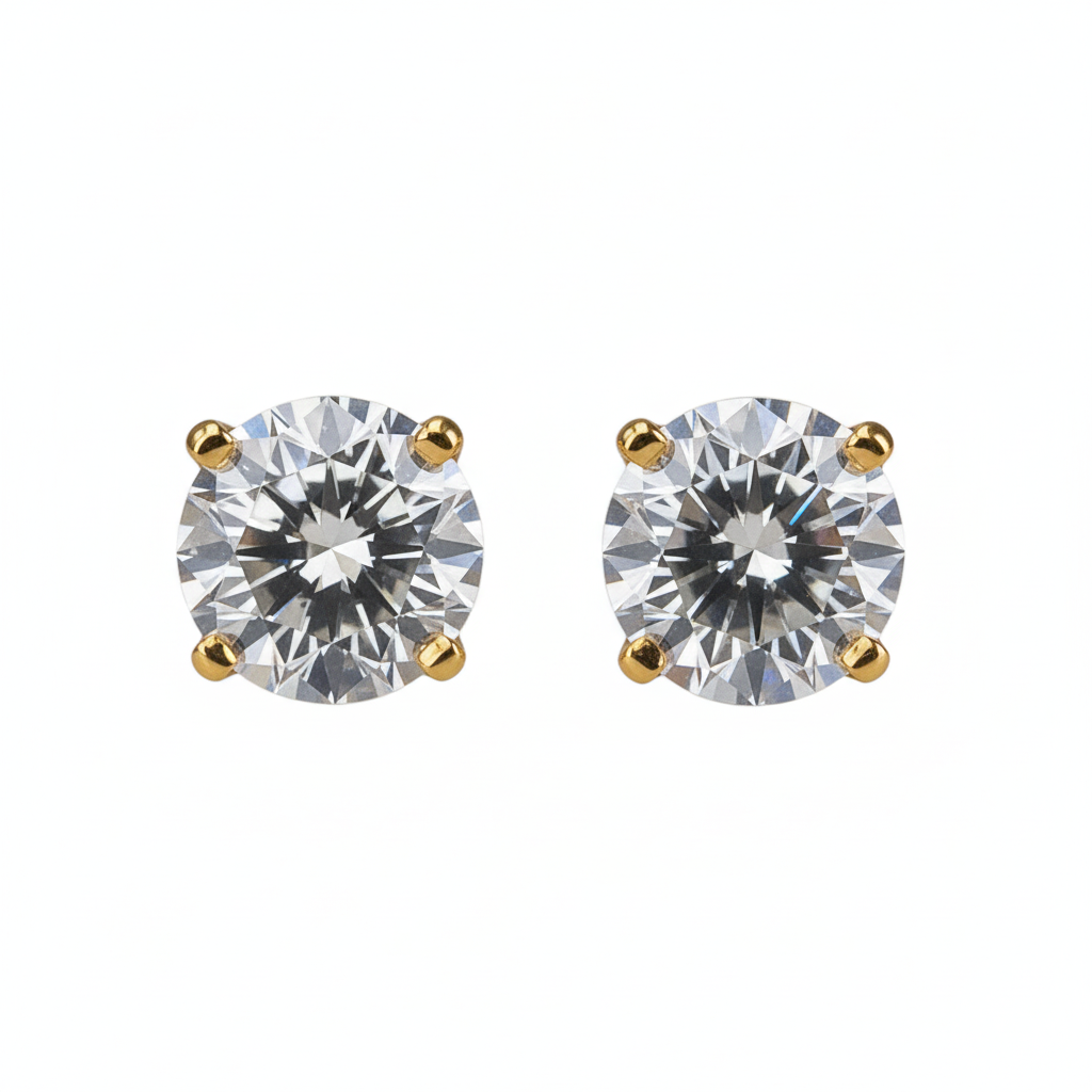 Lab Grown Diamonds 9CT yellow gold earrings with sparkling diamond accents, showcasing elegant jewelry craftsmanship.