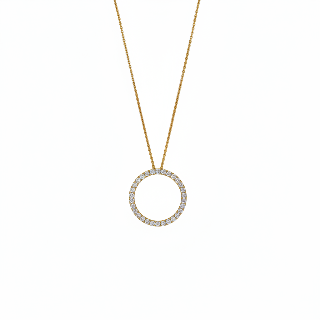 Lab Grown Diamonds 9CT yellow gold Small Circle Of Life pendant with intricate design on a white background.