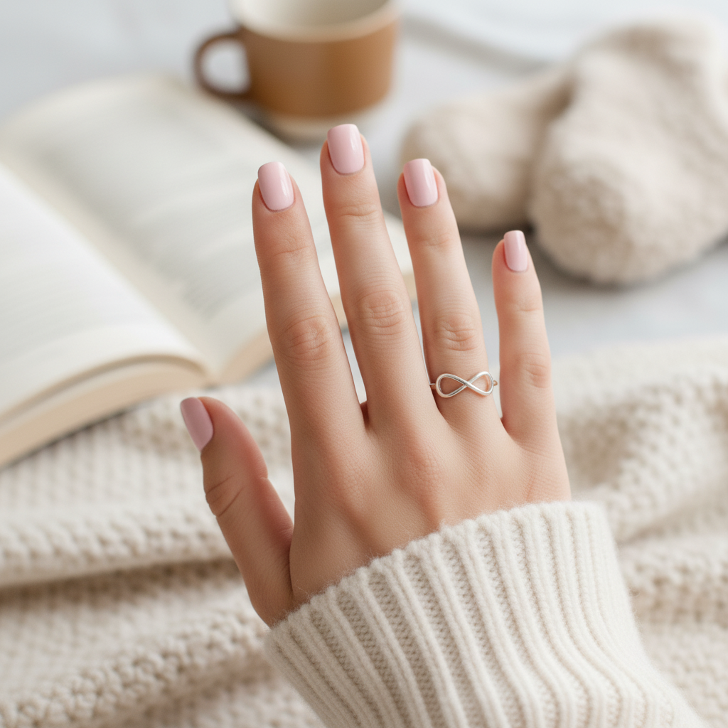 Adjustable MISU 925 sterling silver infinity ring with sleek design, featuring a polished finish and open band style.