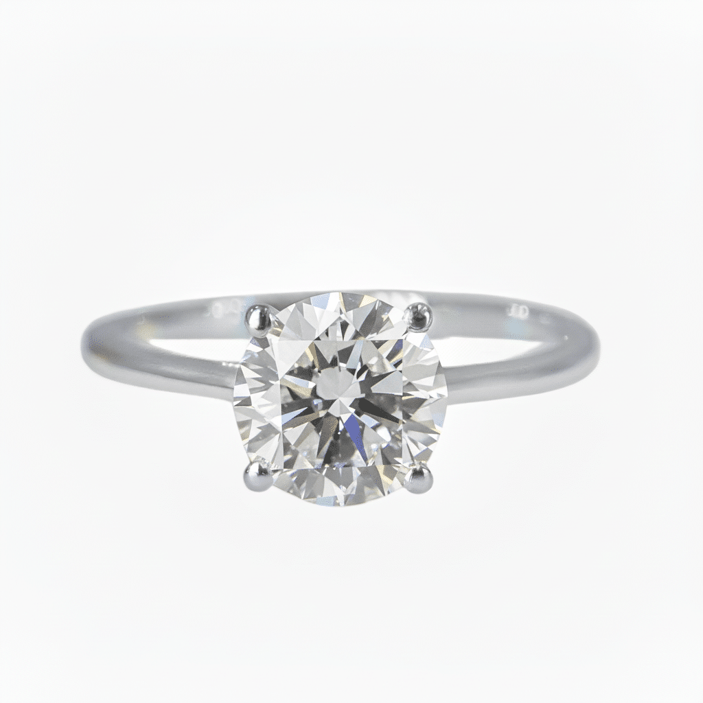 Lab Grown Diamonds 9CT white gold solitaire ring showcasing a sparkling diamond centerpiece.