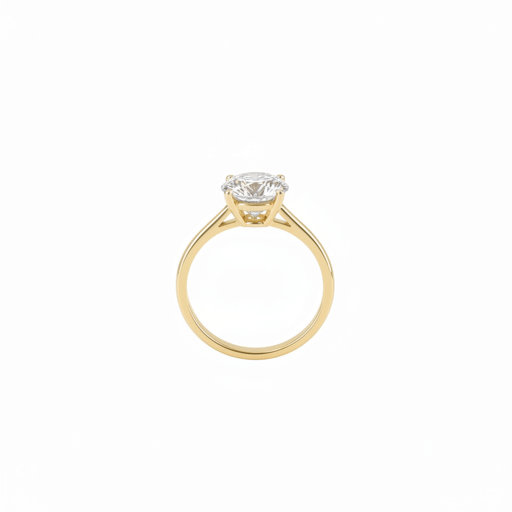 Lab Grown Diamonds 9CT yellow gold solitaire ring featuring a sparkling central diamond and a sleek, elegant band.
