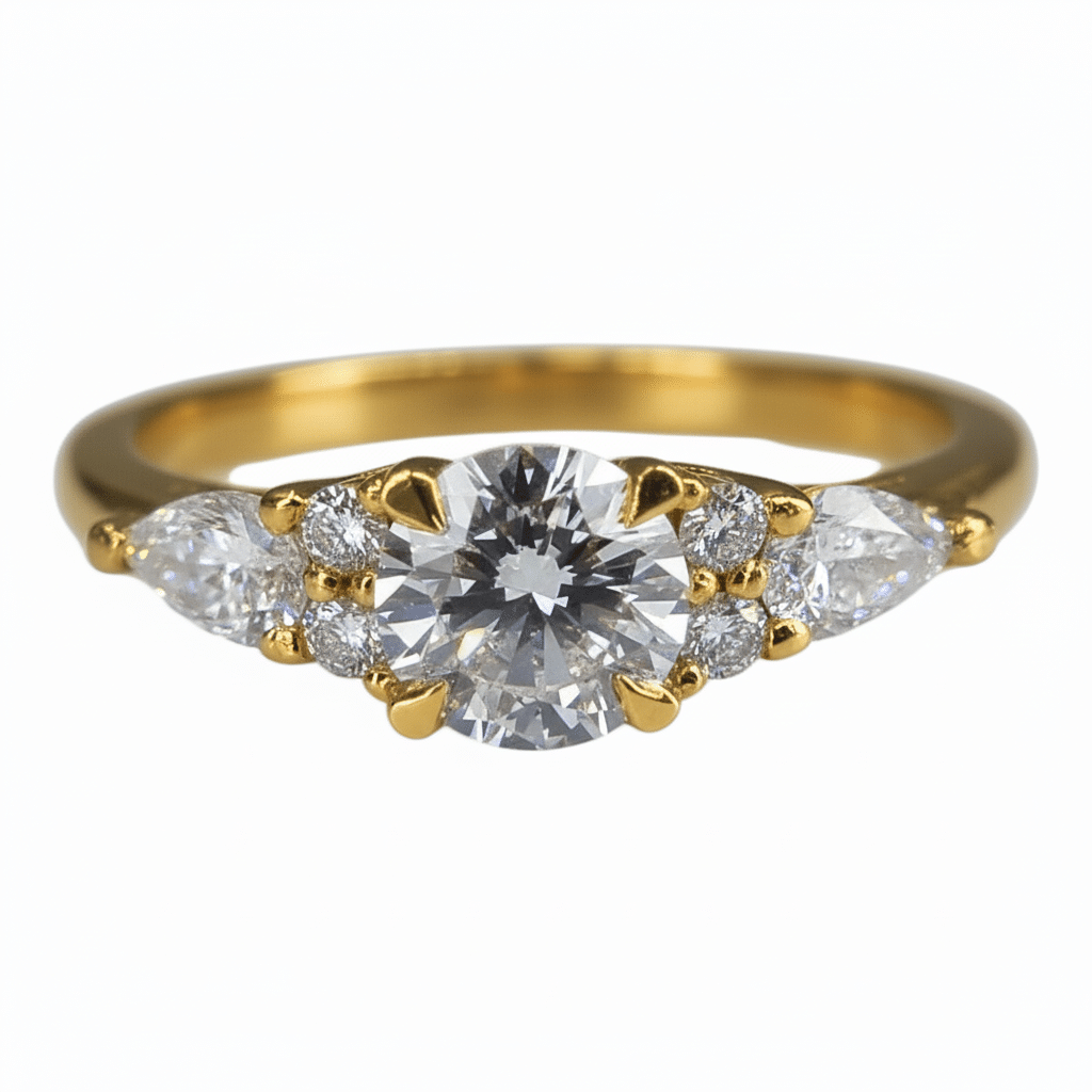 Lab Grown Diamonds 9CT yellow gold 0.70CT seven-stone ring showcasing sparkling diamonds and elegant gold band.