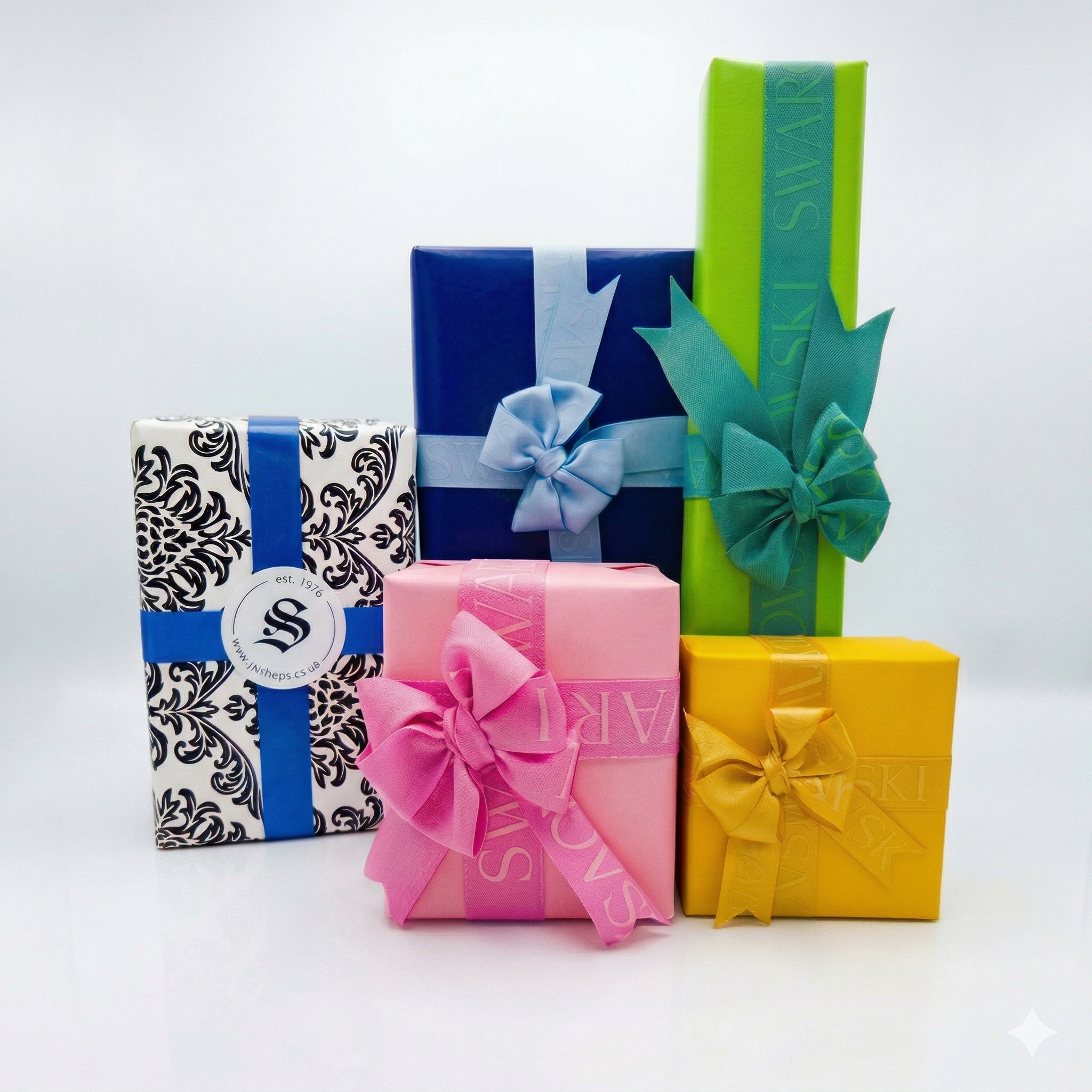 Wrapped: Gift Blocks gift wrap in vibrant, colorful design with geometric patterns, perfect for special occasions.