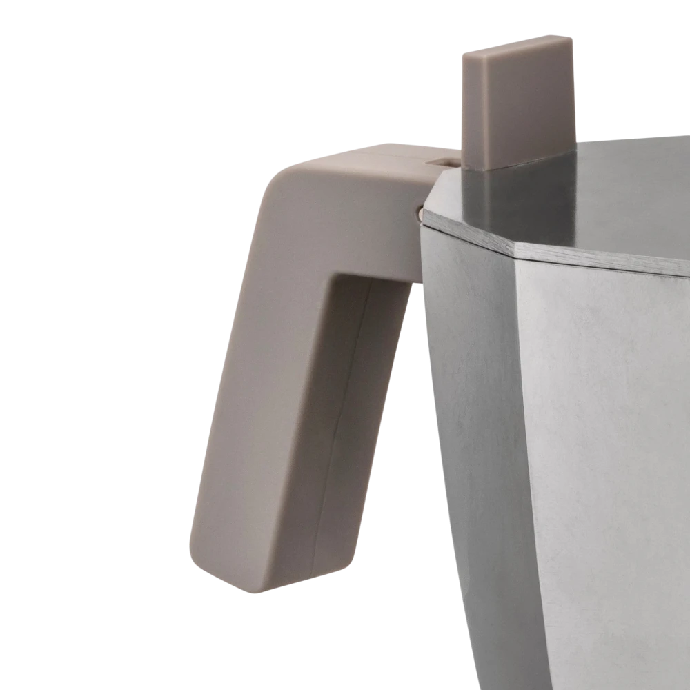 Alessi Moka 6 Cup Espresso Maker with stainless steel finish and ergonomic handle for authentic Italian coffee brewing.