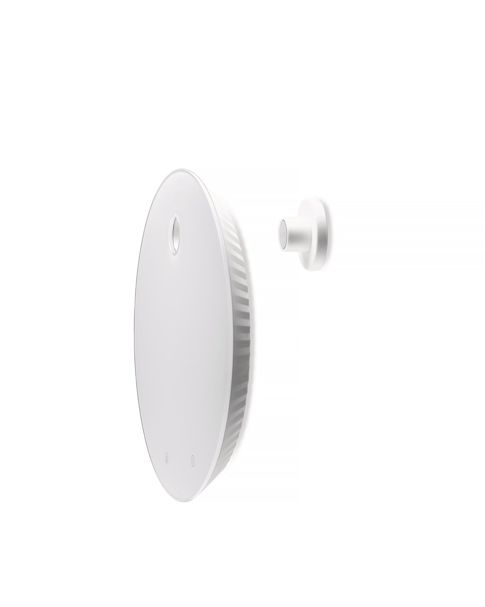White Alessi Plissé kitchen scale with a sleek, modern design and digital display for precise weight measurement.