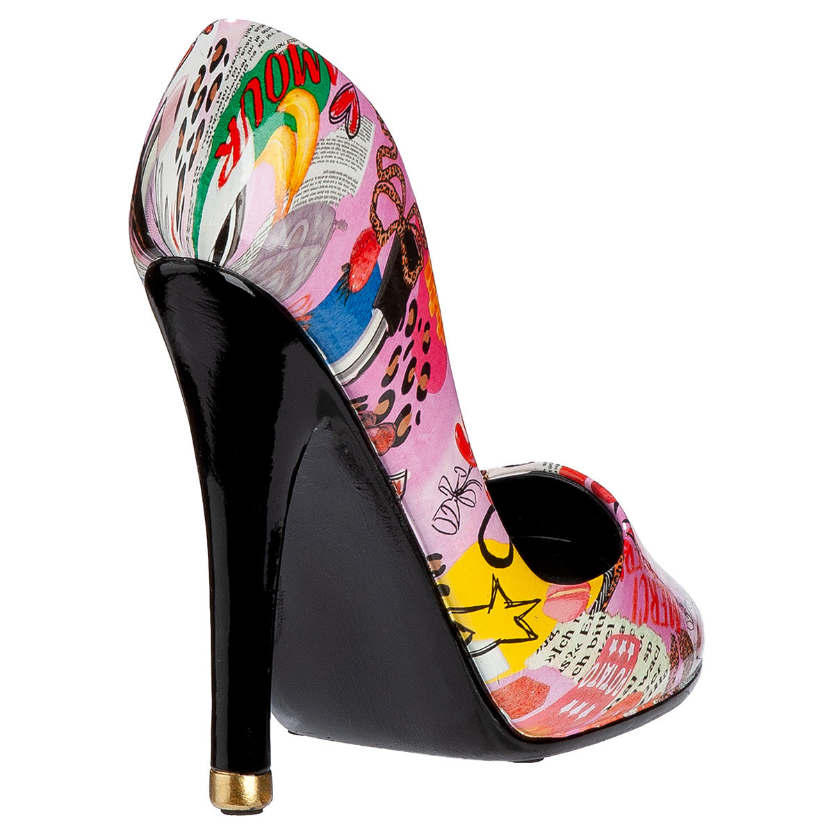 Gilde resin high heel shoe bottle holder with "Ooh Lala" design, decorative footwear display for bottles and decor.