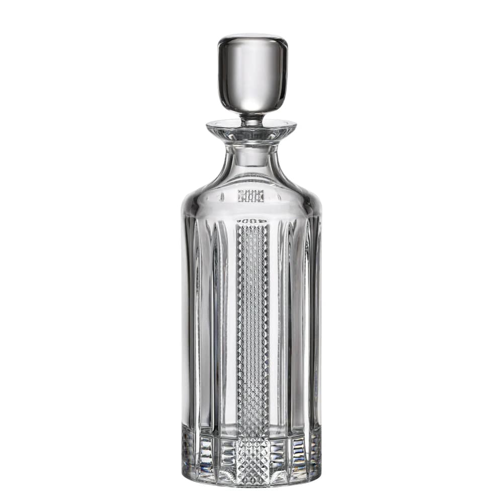 Elegant Bohemia Crystal decanter with a glass choker, featuring intricate designs and a polished finish.