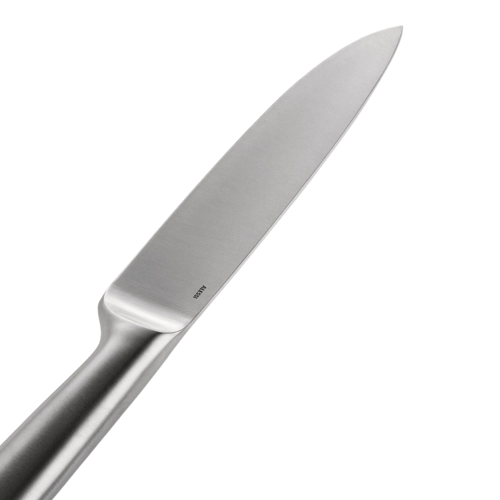 Alessi Mami kitchen knife with stainless steel blade and ergonomic handle, suitable for precise slicing and chopping tasks.