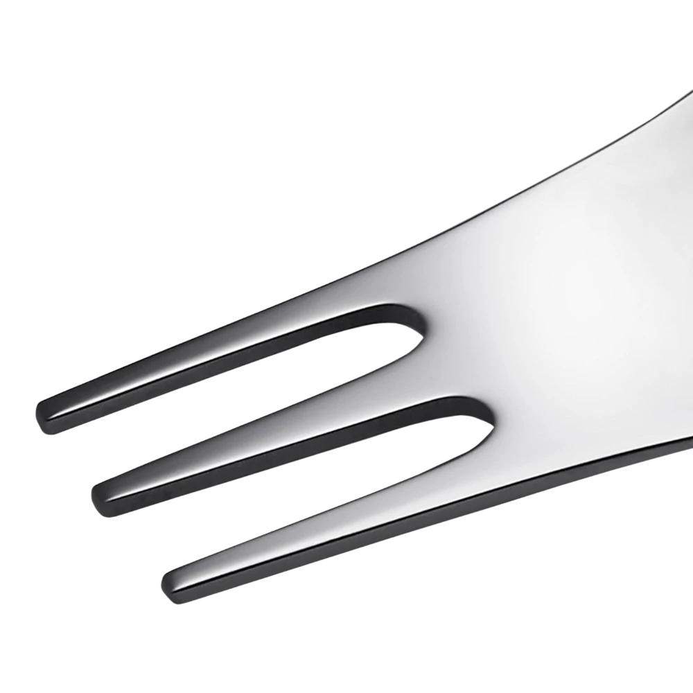 Set of four Alessi Moscardino multi-purpose kitchen utensils with sleek stainless steel handles and functional heads for various cooking tasks.