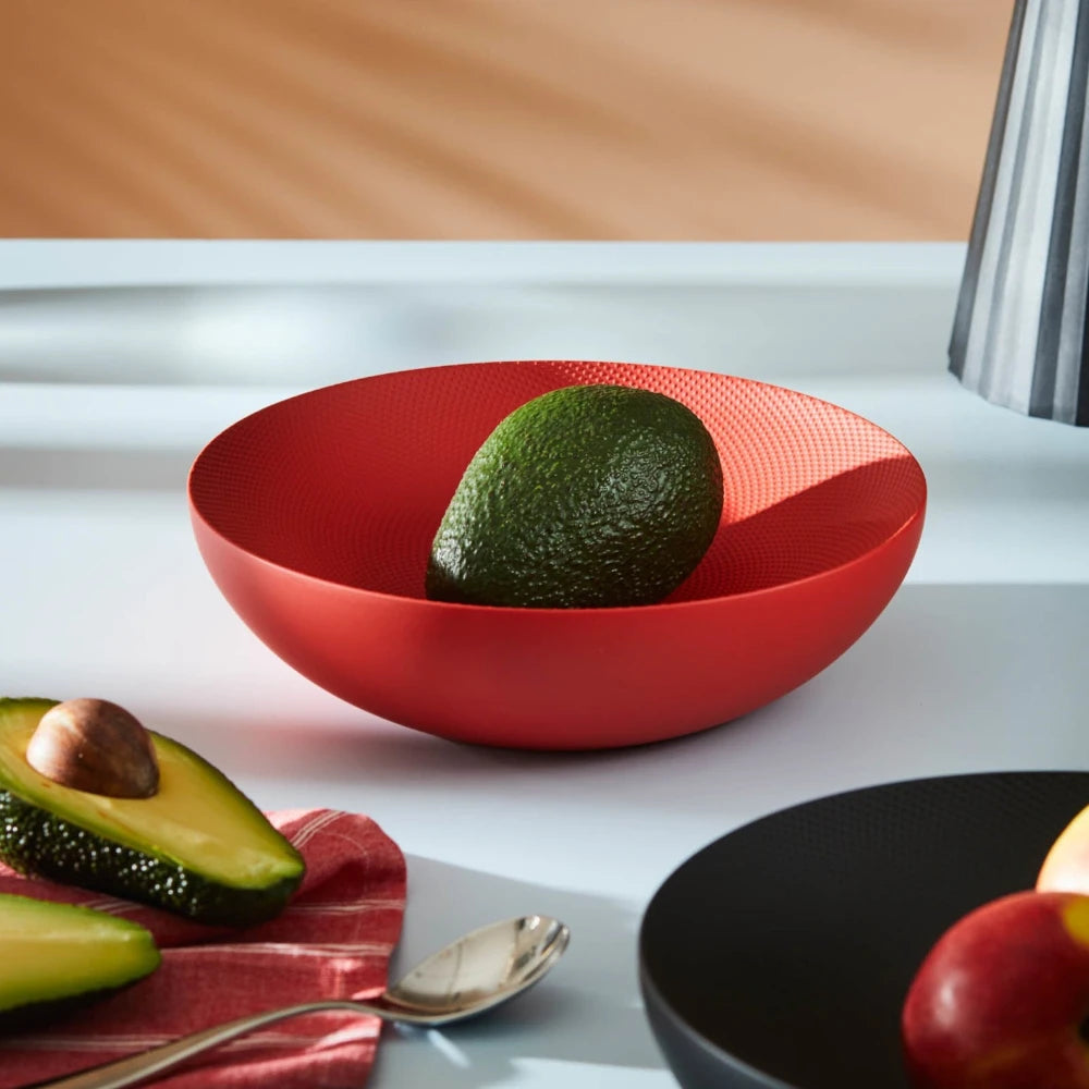 Alessi Urbino double wall black bowl, 25cm, showcasing sleek design and double insulation for stylish serving and heat retention.