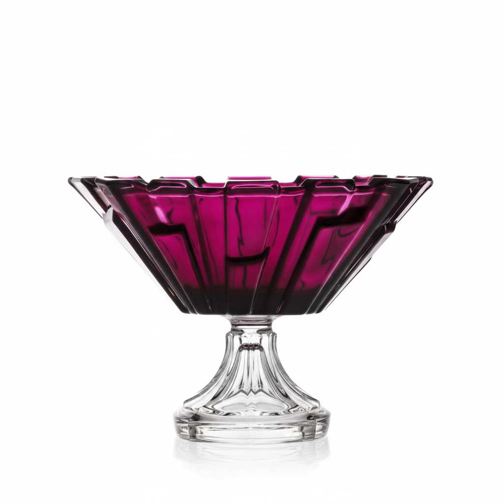 Large purple Bohemia Crystal footed bowl with a 310mm diameter, featuring intricate Bolero design and elegant craftsmanship.