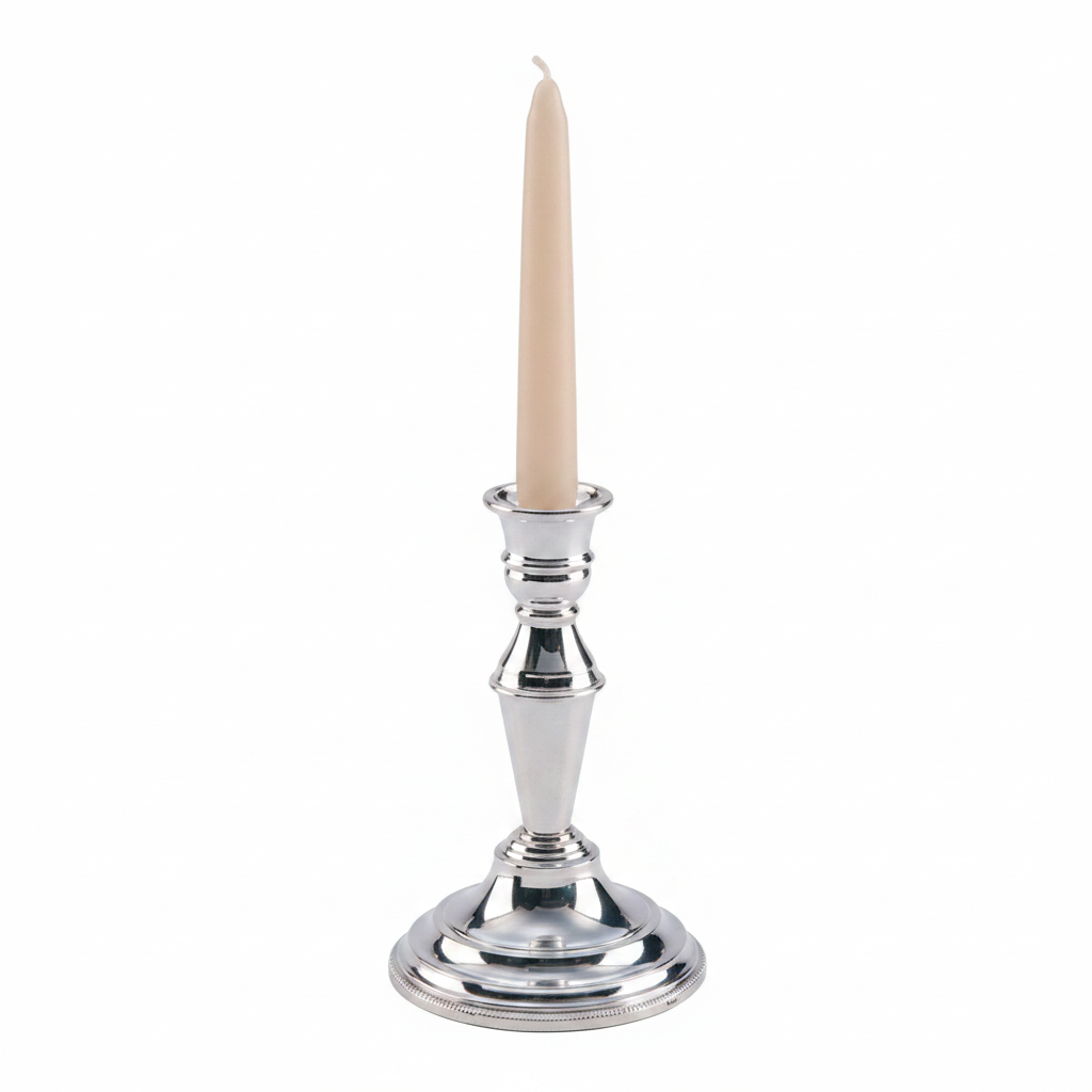 Arthur Price single tall candlestick with beaded edge, silver plated, featuring a classic design and elegant craftsmanship.