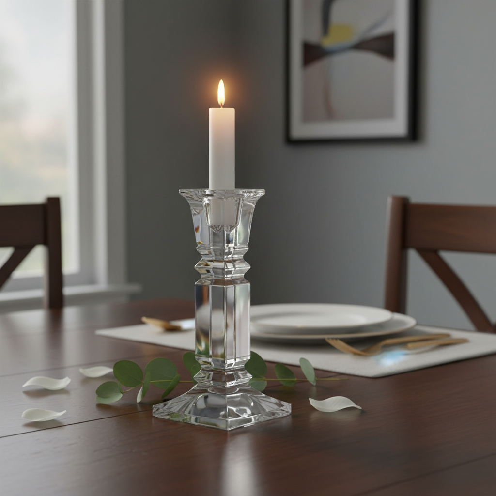 Kolglass Julia single candlestick in Klar, 20.5cm tall, featuring a sleek glass design for elegant candle display.