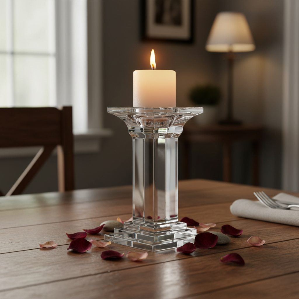 Kolglass Julia single candlestick holder, 18cm tall, with a sleek glass design and elegant base for decorative candle display.