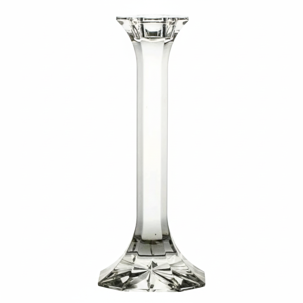 Kolglass Julia single candlestick holder, 19cm tall, made of clear glass with a classic design for elegant table decor