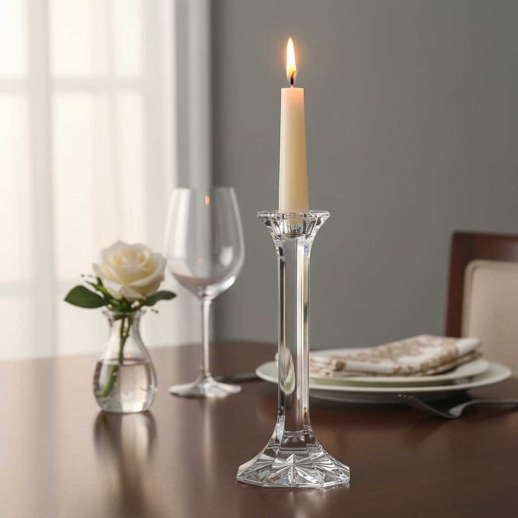 Kolglass Julia single candlestick holder, 19cm tall, with a clear glass design and elegant shape for decorative lighting.