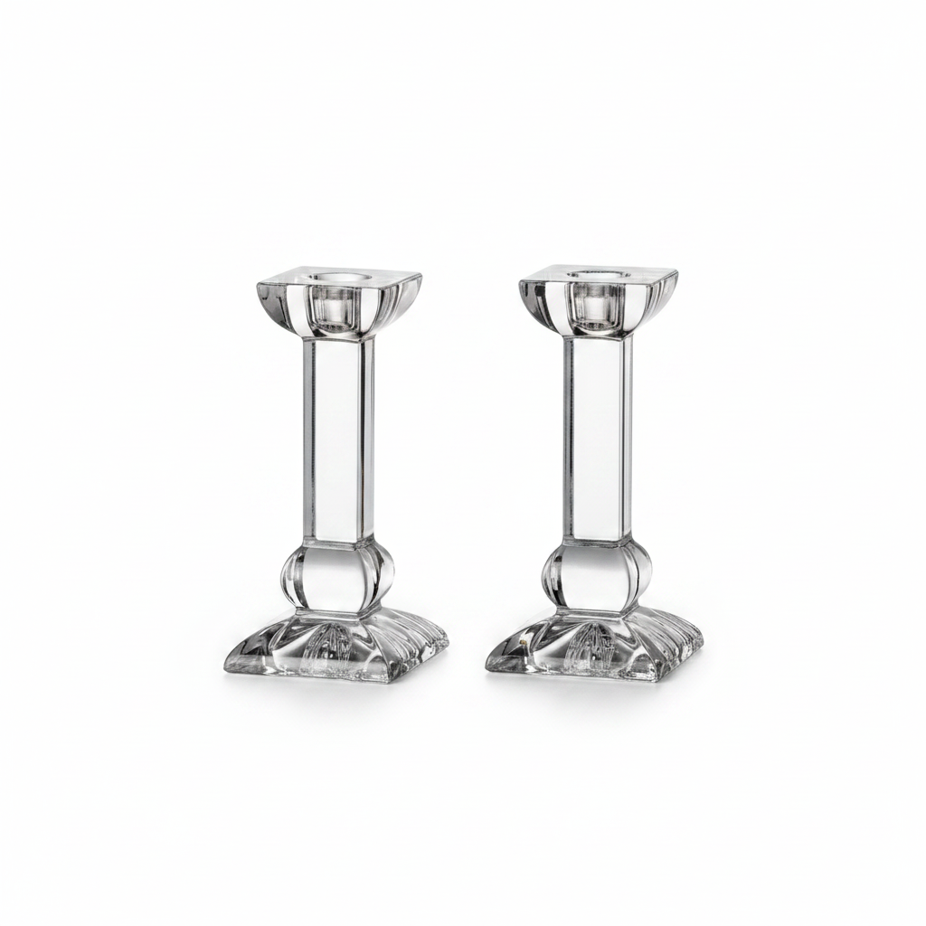 Set of two Bohemia Crystal Ravena 150mm candlesticks with intricate cut glass design, elegant and decorative for home decor.