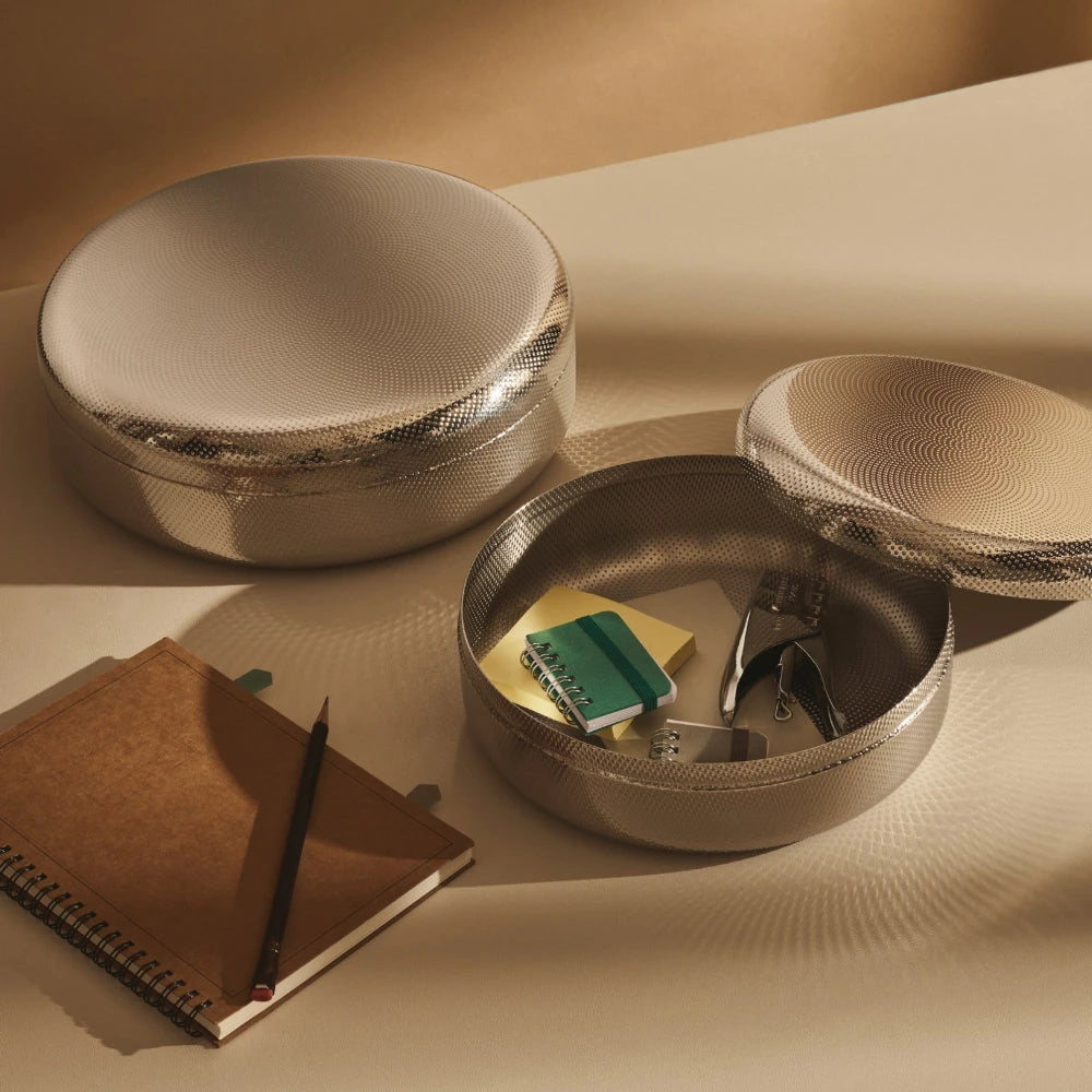 Alessi 28cm Kitchen Box with sleek design, featuring a stainless steel body and secure lid for organized kitchen storage.