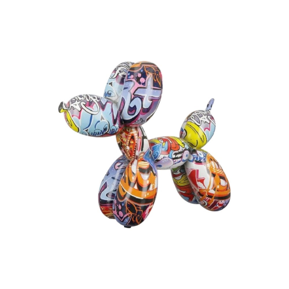 Colorful Gilde Figure Dog Balloon Street Art sculpture, 25cm tall, featuring vibrant multicolored design and playful dog shape.