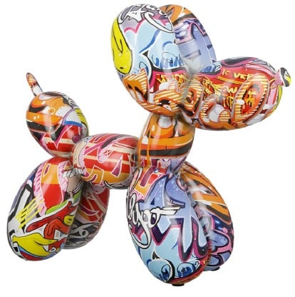 Colorful Gilde Figure Dog Balloon Street Art sculpture, 25cm, featuring vibrant multicolored design with a playful dog shape.