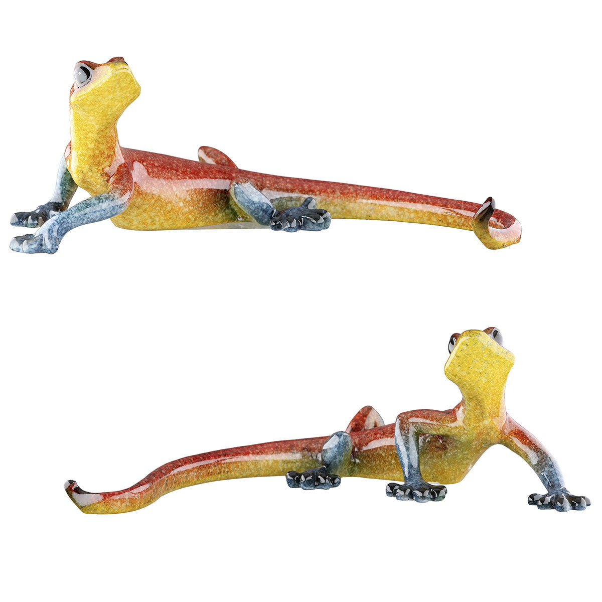 Gilde Emmanuel resin gecko figurine looking left, detailed decorative reptile sculpture for home decor.