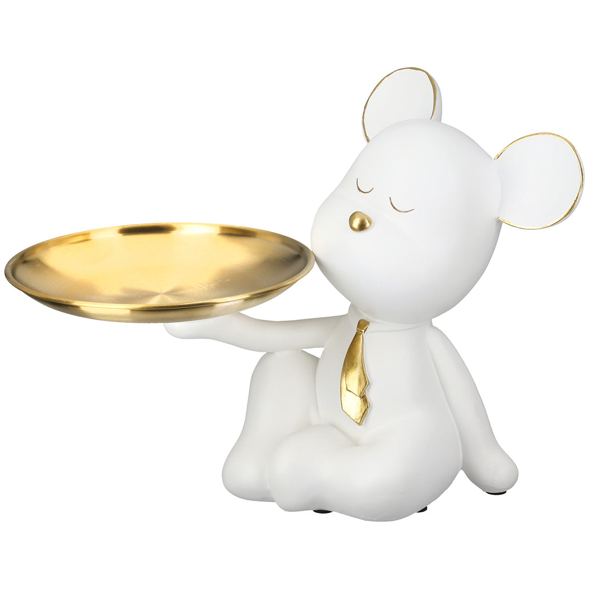 White resin Gilde Bruno bear figure with tie motif, detailed and decorative, perfect for display or collection.