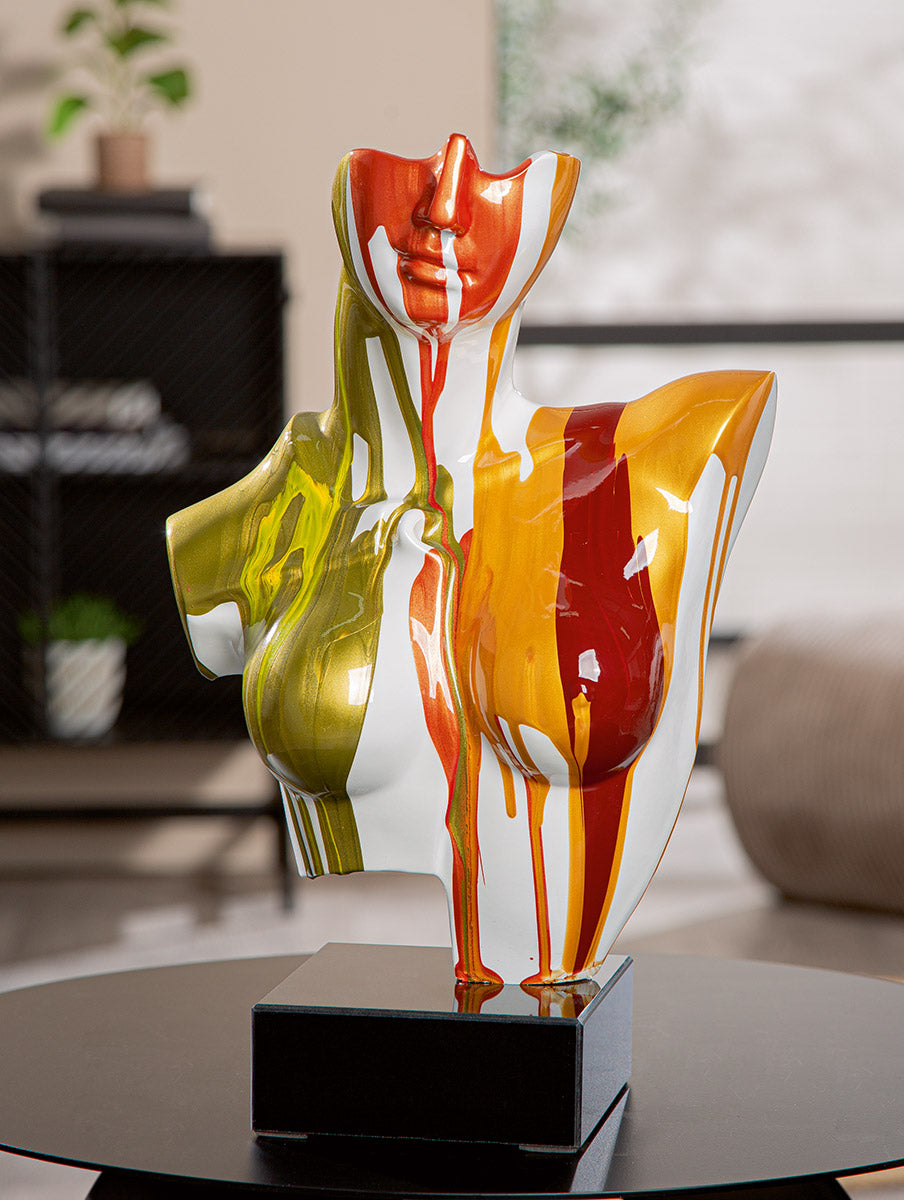 Gilde Bella woman sculpture made of resin and marble, detailed marble finish, decorative art piece with elegant design.