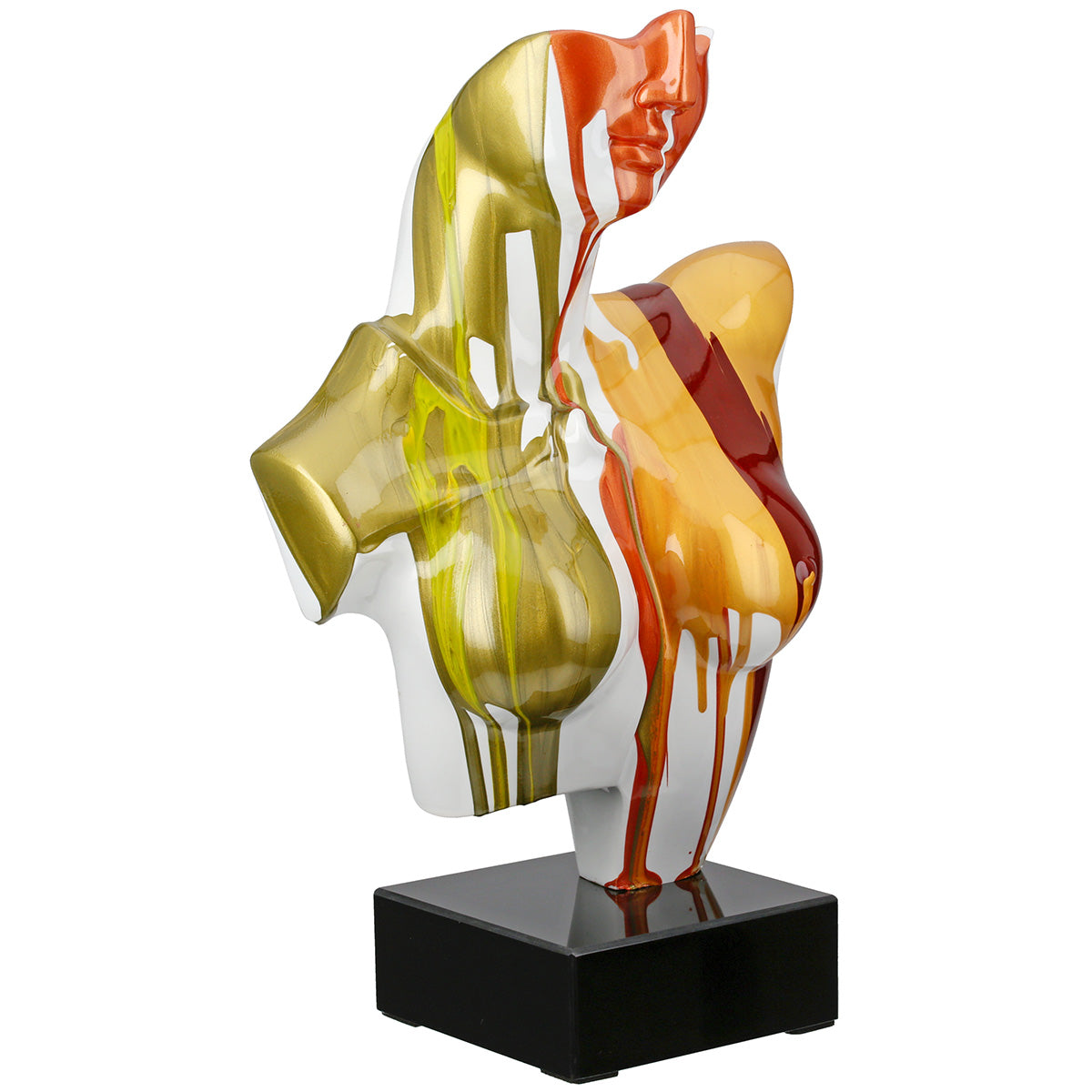 Gilde Bella woman sculpture made of resin and marble, detailed artistic statue of a woman on a smooth marble base.