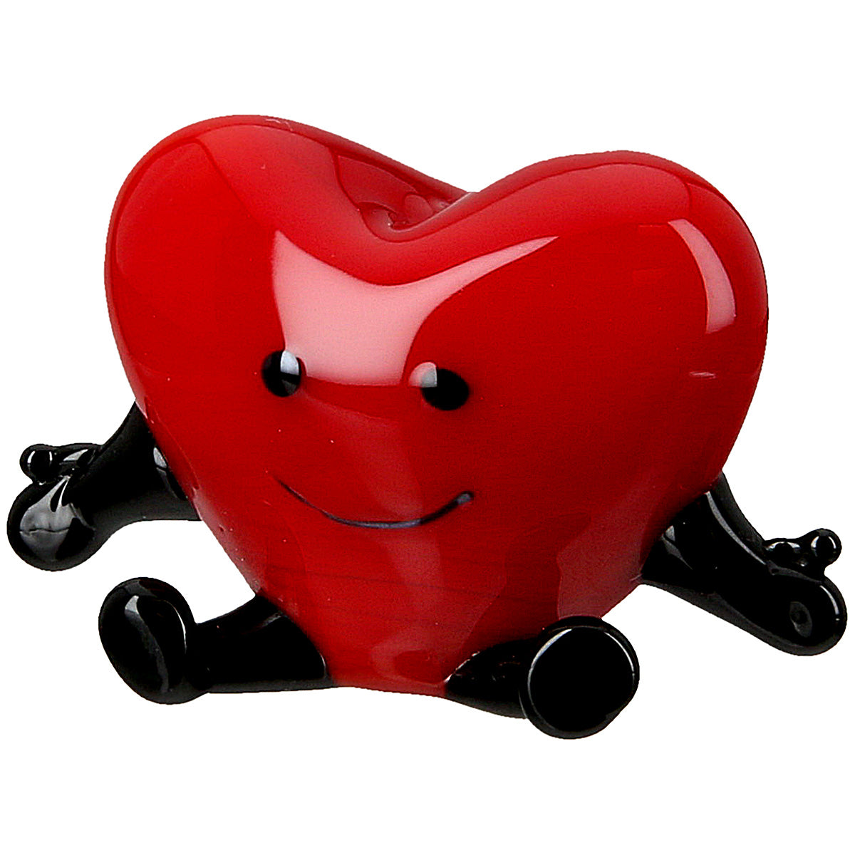Gilde small glass heart figure with red hands and clear Herz design, decorative collectible ornament.