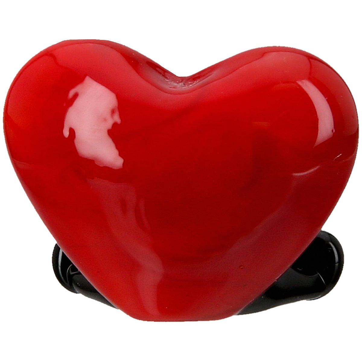 Small Gilde Heart Herz glass figure in red with no hands, featuring a minimalist design and smooth, transparent glass surface.
