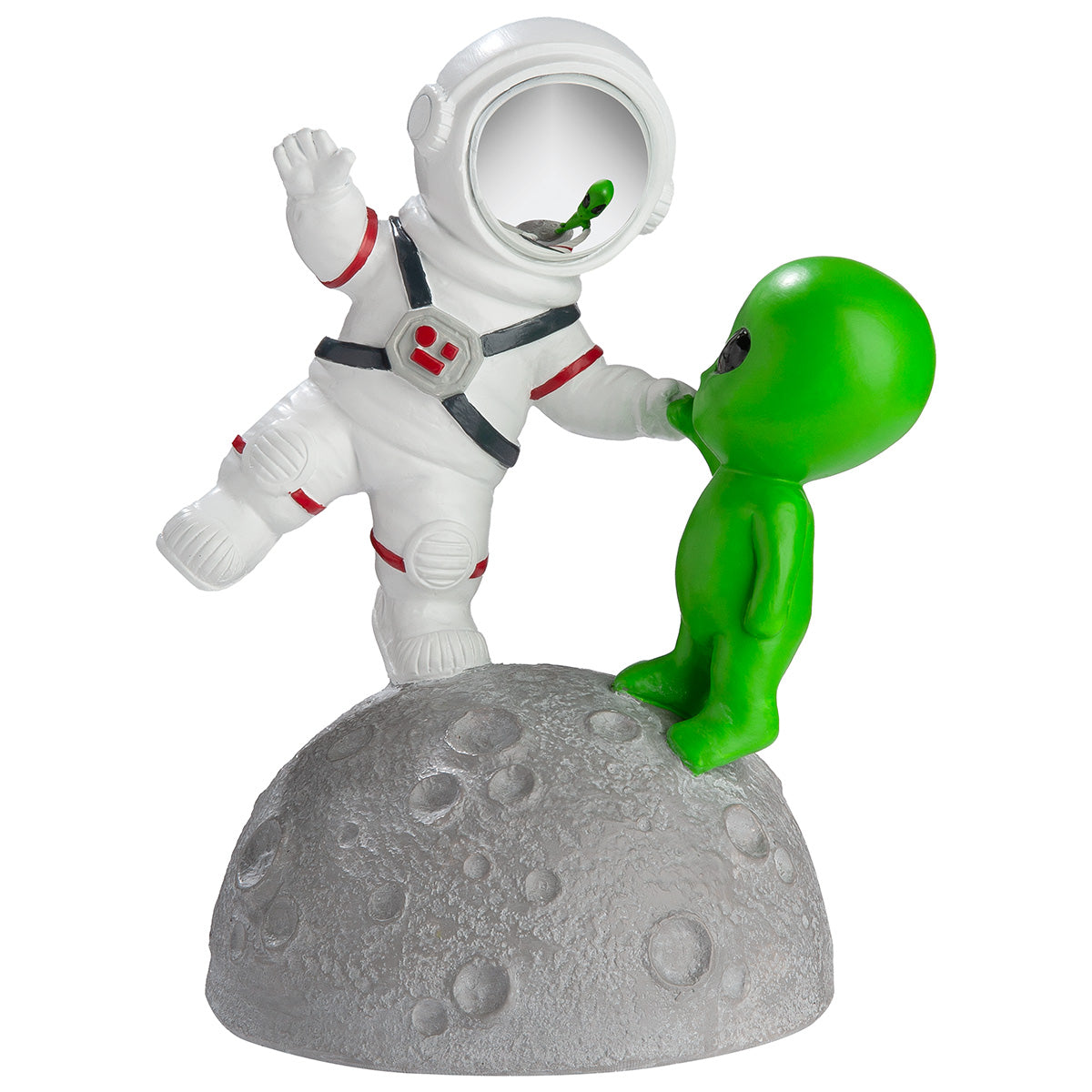 Gilde astronaut alien figure in grey and green resin, featuring detailed alien and astronaut design on a stand.