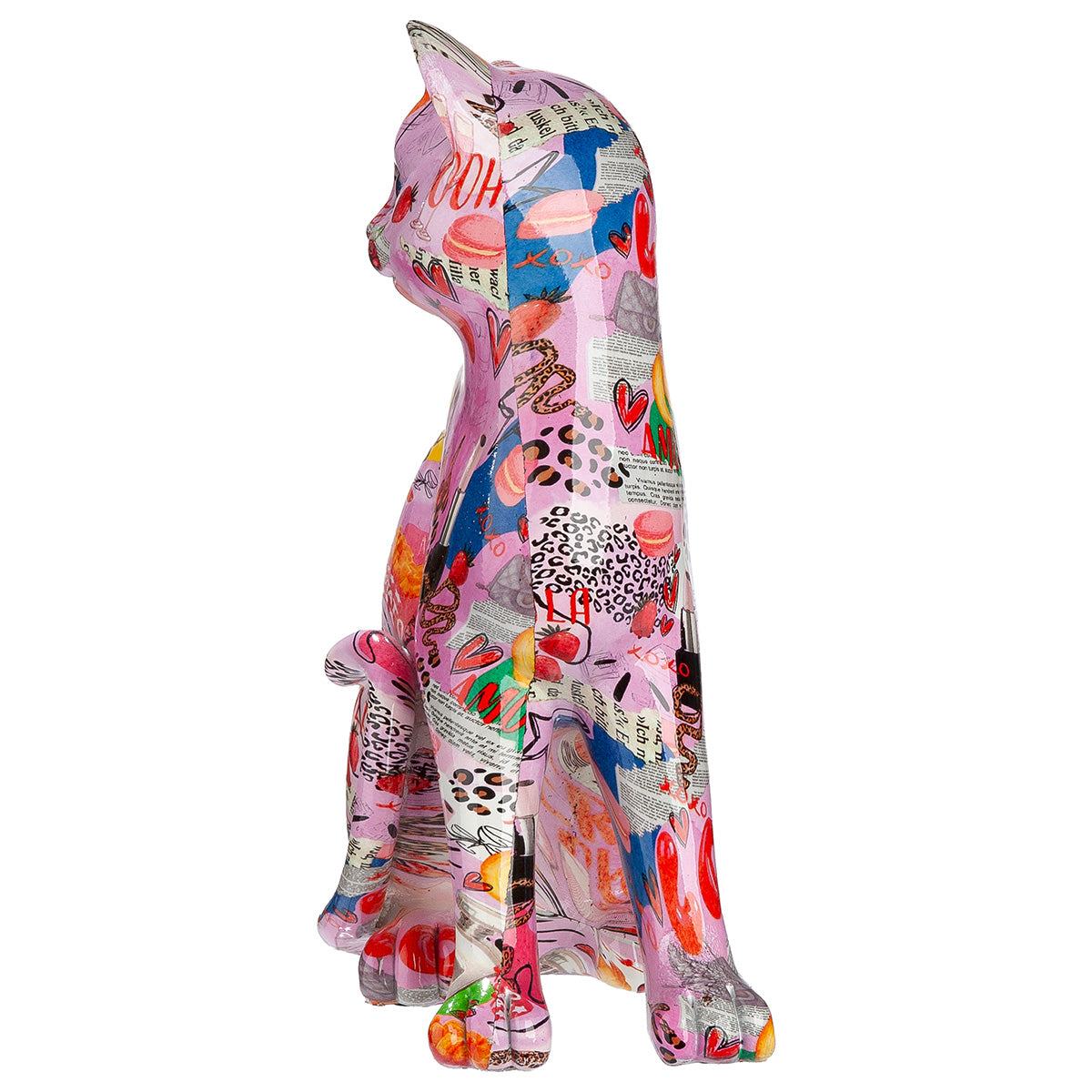 Gilde Figure Cat Ooh Lala resin sculpture showcasing a stylish, artistic cat design with vibrant colors and detailed craftsmanship.