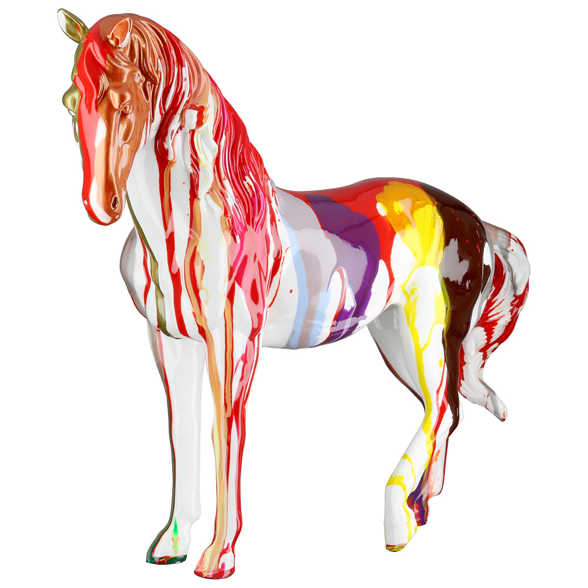 Gilde Cavallo horse figure made of synthetic resin, detailed sculpture with a realistic horse design, in natural pose.