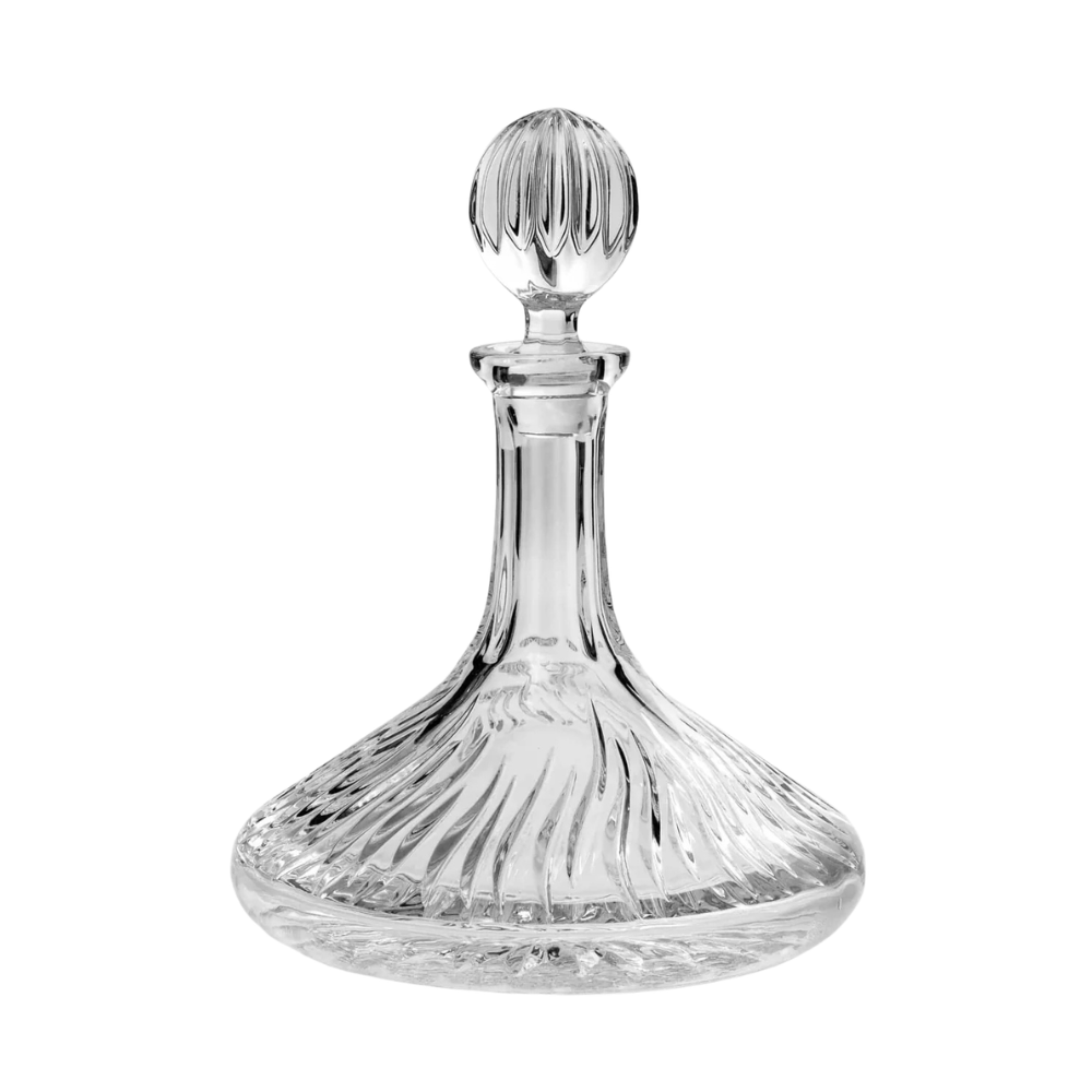 Bohemia Crystal Sway Captain decanter made of lead crystal with elegant design and a stopper for storing and serving spirits.