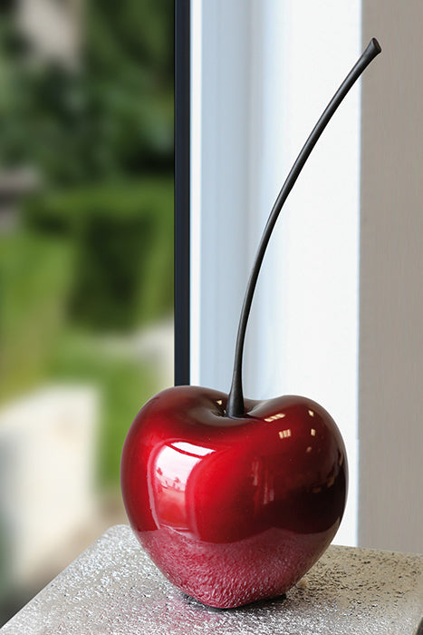 Gilde decorative object Cherry Celebration in vibrant red, featuring a detailed cherry design for home decor.