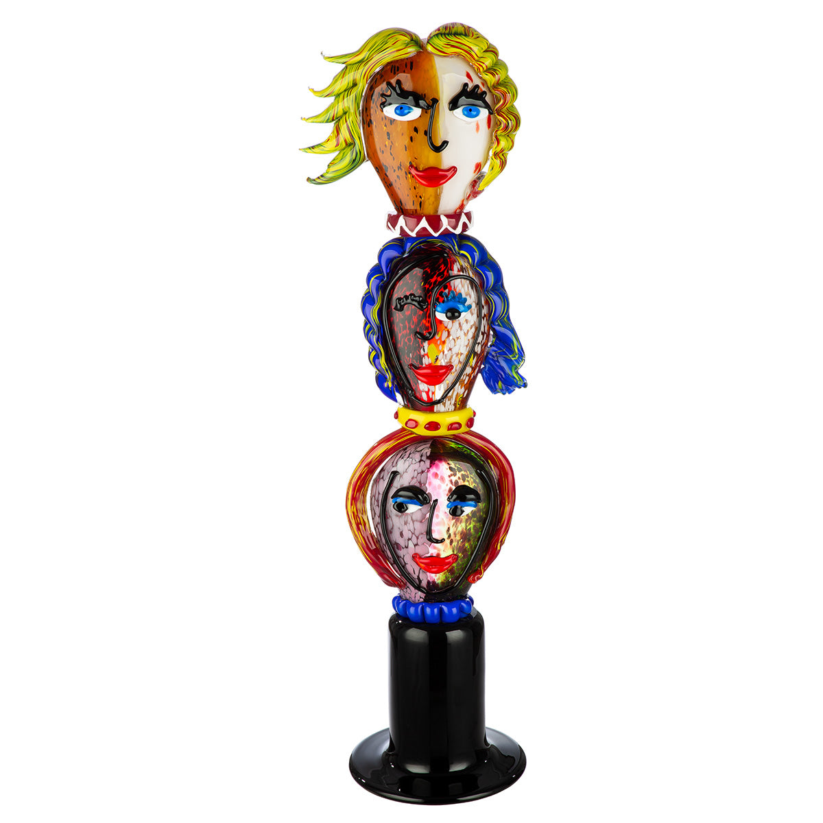 Gilde Decorative Glassart Head Poseidos sculpture with detailed glass art, showcasing a unique artistic head pose in clear glass.