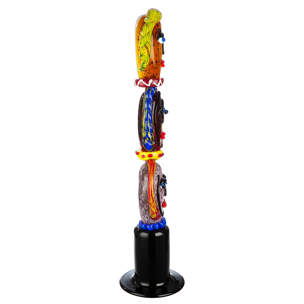 Gilde decorative glass art object featuring a head poseidos design with vibrant colors and intricate details.