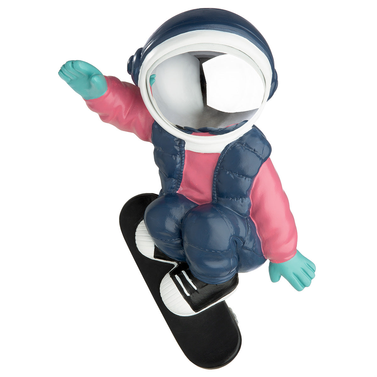 Pink and blue resin astronaut Gilde wall object featuring Buzz design, decorative space-themed wall decor for modern interiors.