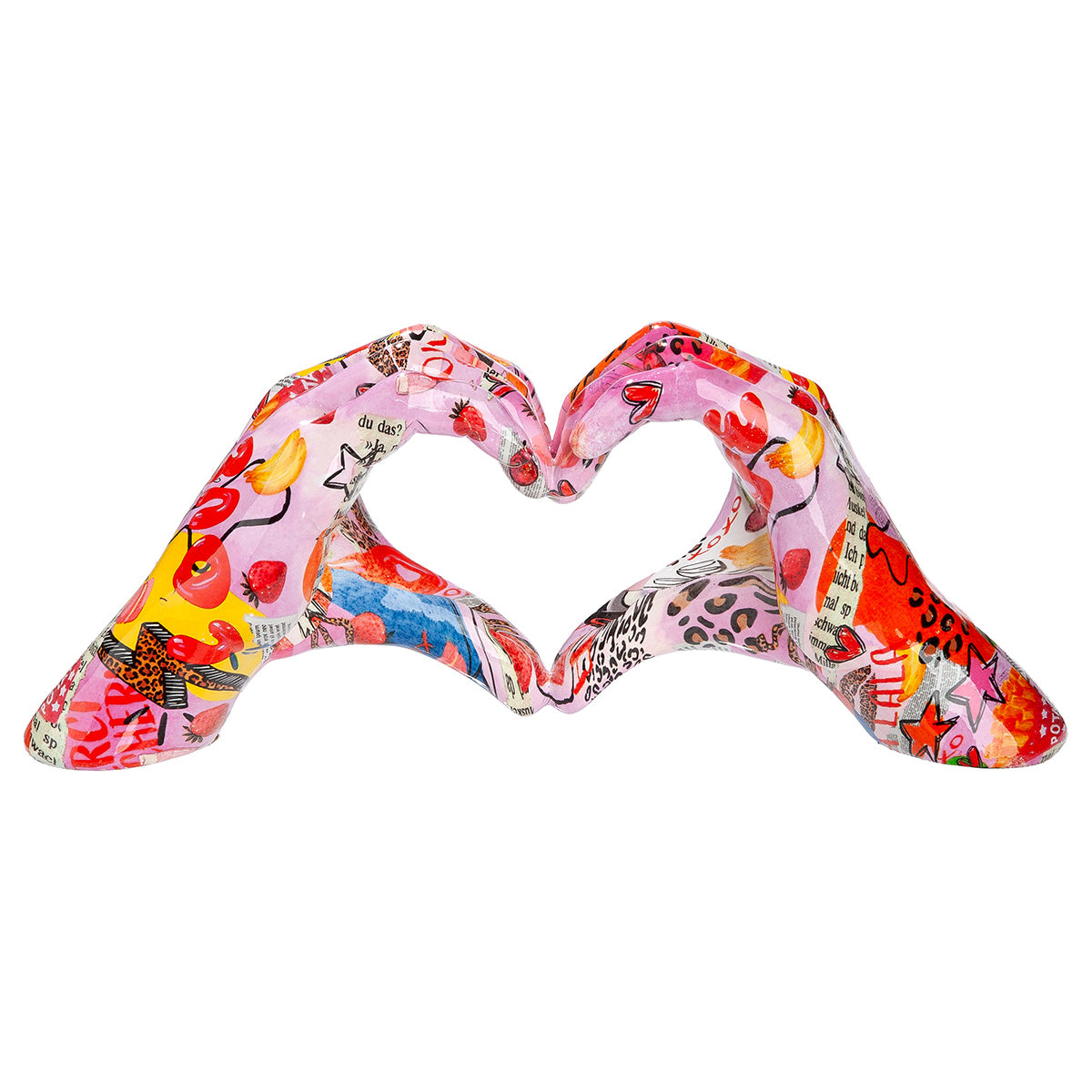Decorative Gilde heart-shaped object with hand motif, featuring intricate design and artistic craftsmanship.