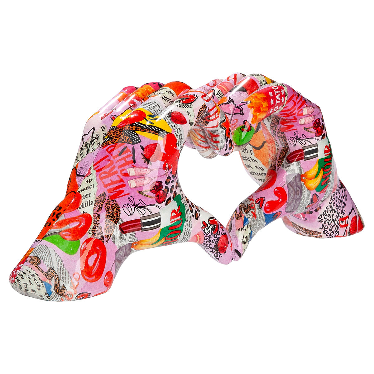 Gilde decorative heart-shaped object with hand motif, featuring intricate Ooh Lala design, suitable for home decor or display.