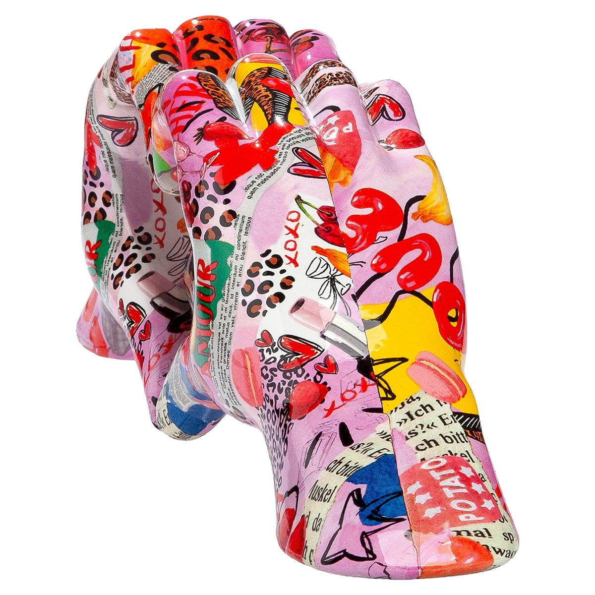 Decorative Gilde heart-shaped object with hand motif, featuring intricate design and artistic craftsmanship for home decor.