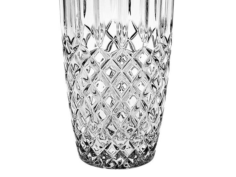 Bohemia Crystal Diamond Vase, 27cm tall, with intricate diamond cut patterns and clear glass finish.