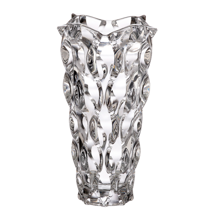 Bohemia Crystal Samba Vase, 305mm tall, clear glass with elegant design, showcasing the intricate craftsmanship of the Bohemia Crystal brand.
